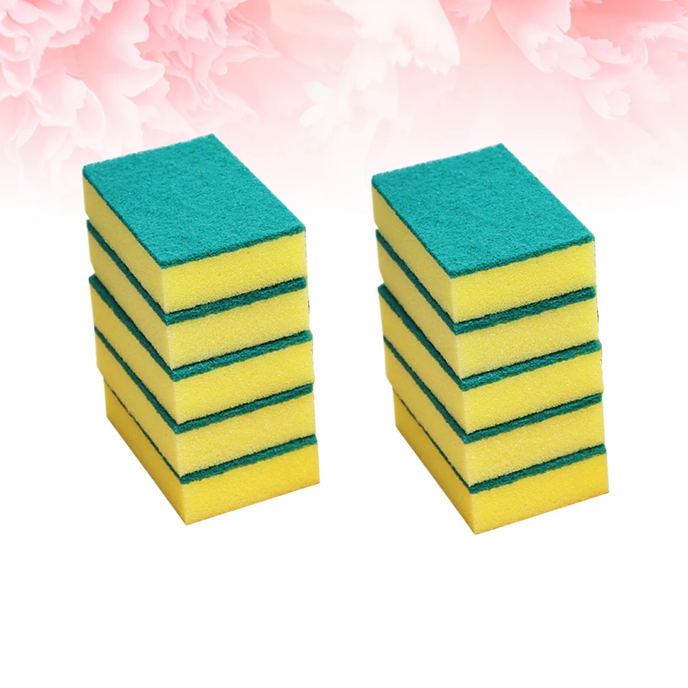

10pcs Sponge Scouring Pads Reusable Cleaning Sponges Kitchen Sink Dishwashing Non Scratch Water Absorbing Foam Pads Multi