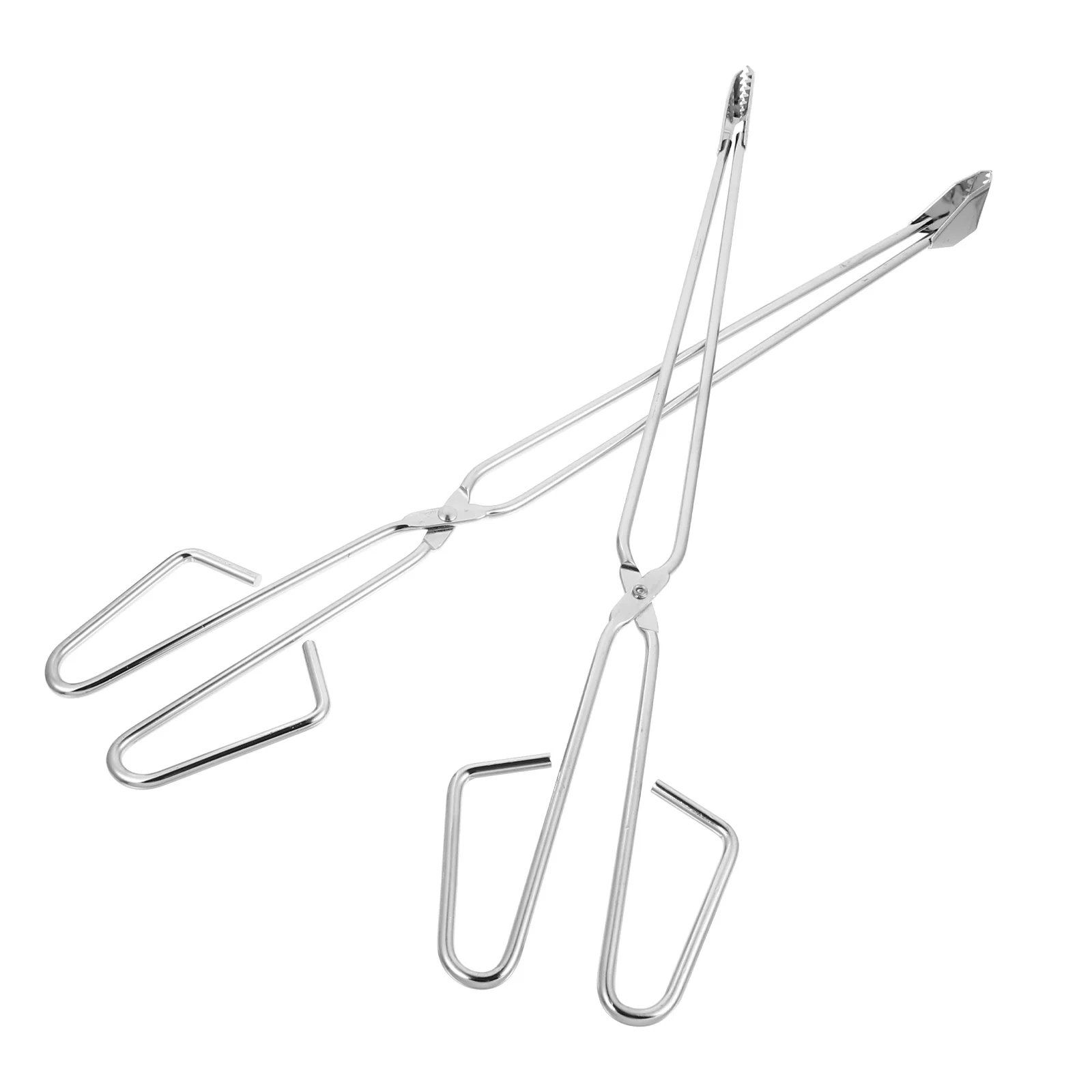 

2Pcs Steel Fireplace Tongs Long Handle Heat Resistant BBQ Log Grabbers Campfire Pit Firewood Clamp Charcoal Tweezers