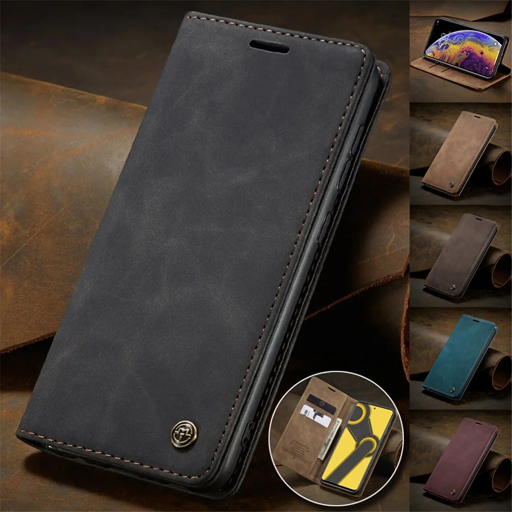 Matte Leather Case for Oppo A96 A95 A78 A77S A76 A74 A57S A78 A36 K10 Reamle 10Pro 9i C55 Wallet Flip Cover Reno 8 7 7Z Pro Lite