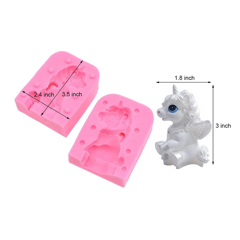 3D Unicorn Silicone Fondant Mold For Cake Decorating Handmade Soap Candle Bath Bomb Lotion Bar Ice Cube Kitchen Pastry Tools