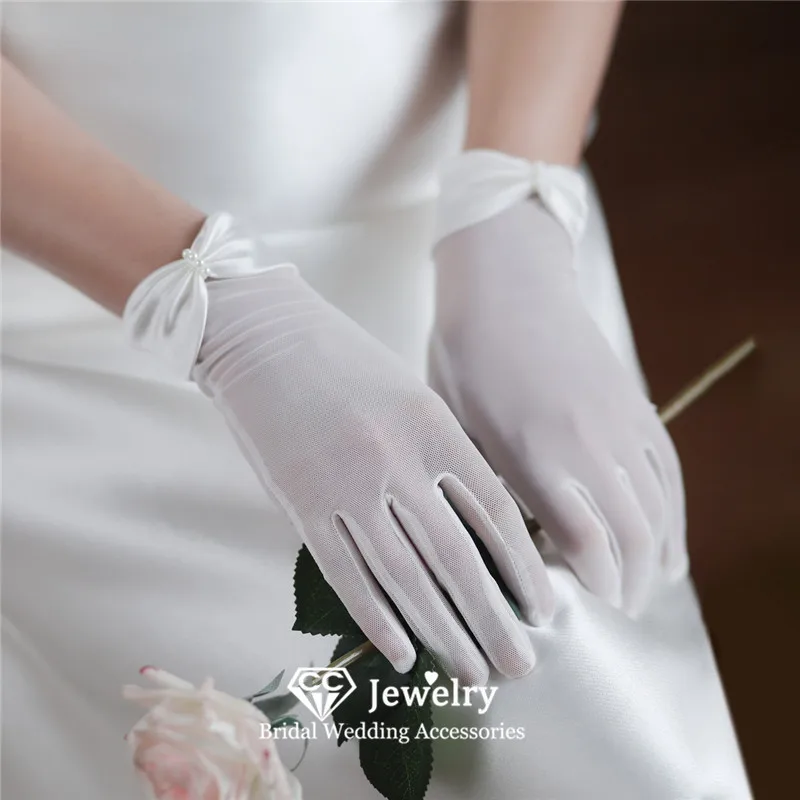 

CC Свадебные перчатки Женские аксессуары Свадебные мероприятия Заручини Элегантные варежки на запястье в форме банта 1 пара Noiva Luvas Подарок WG058