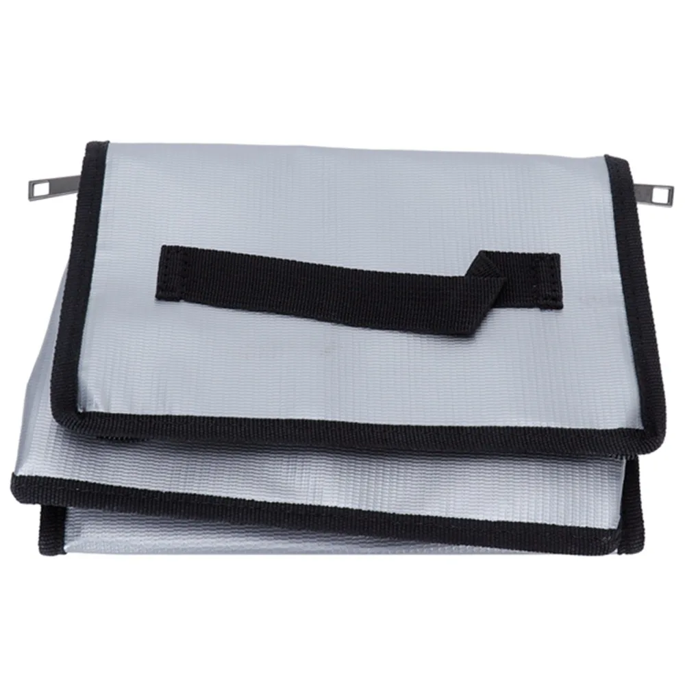 Silver Zipper Stereo Fireproof Lithium Battery Safety Bag Flame Retardant Battery Charging Storage Bag