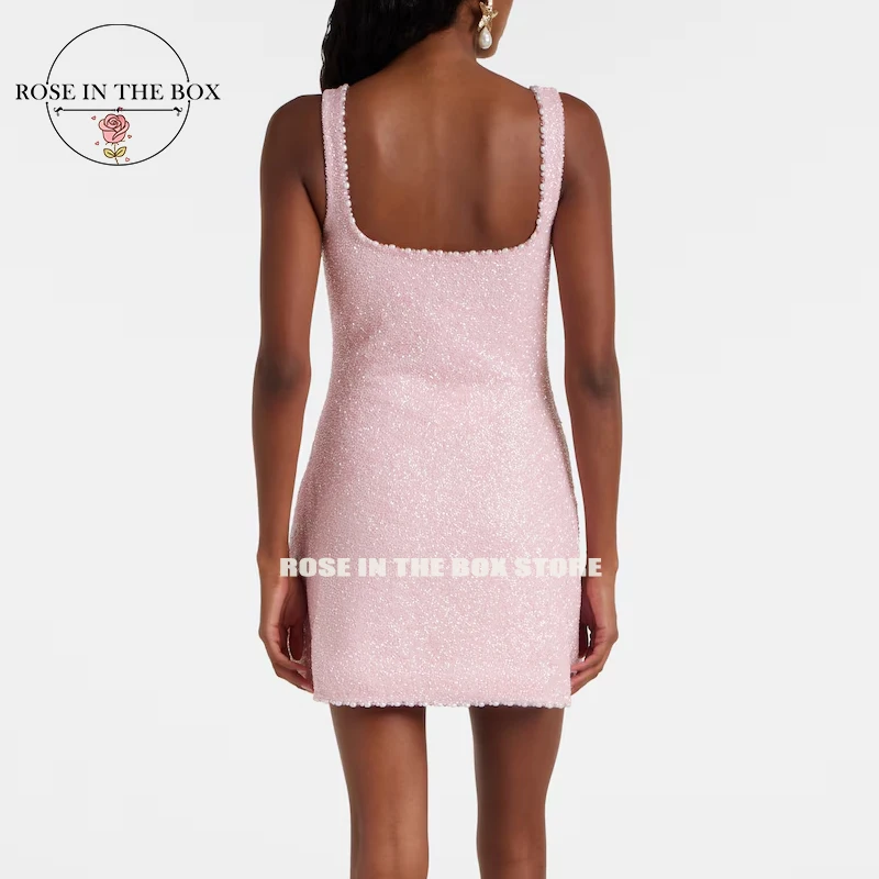 ROSEINTHEBOX Customized Pink Mini Evening Dresses Full Beaded Corset Formal Elegant Party Dresses vestidos de fiesta elegantes