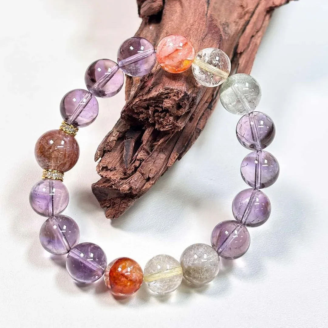 

Natural Nine Purple From Fire, Green Ghost, Red Glue Flower Duobao Crystal Bracelet, Women's Light Luxury Fashion Lucky Bracelet