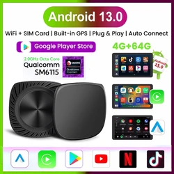 LEXXSON 스마트 카플레이 Ai 박스, 넷플릭스 유튜브 분할 화면, 무선 안드로이드 자동차 TV 박스, 4G LTE 와이파이 핫스팟, 안드로이드 13 지지대