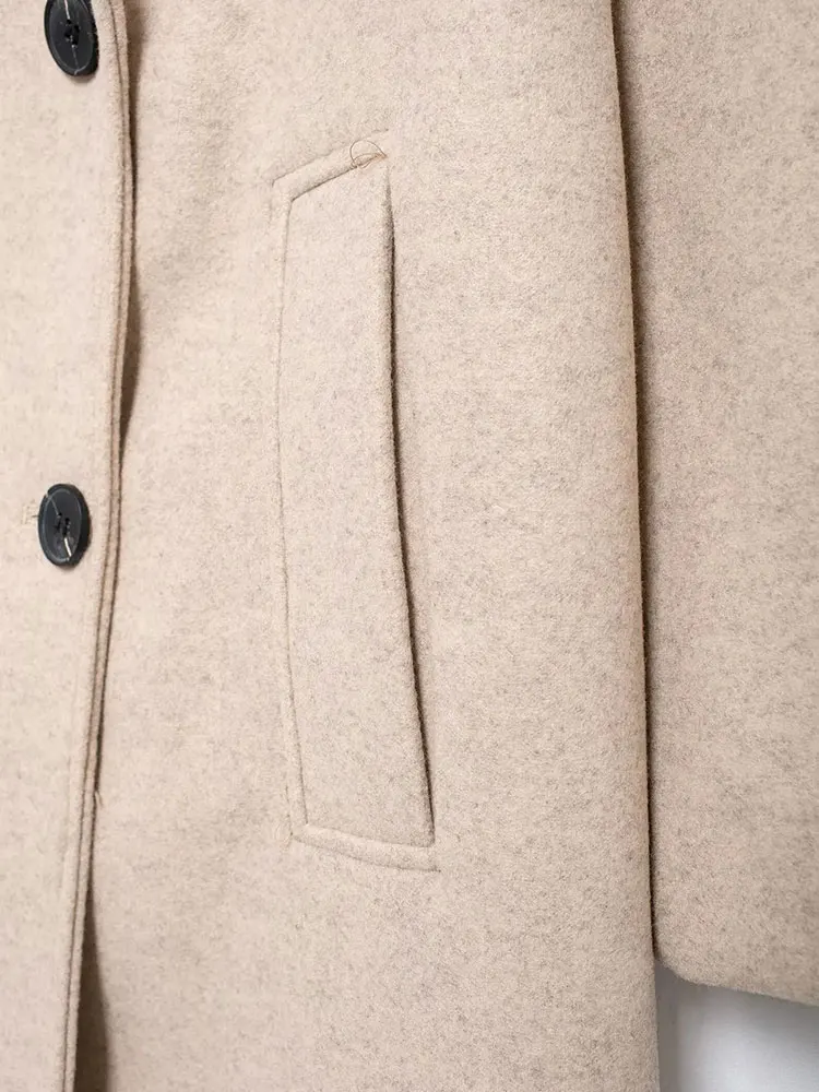 HH Women\'s 2025 Winter New Fashion Solid Color Linen Coat Retro Lapel Double-Breasted Coat Women\'s Chic Casual Warm Coat Y2K