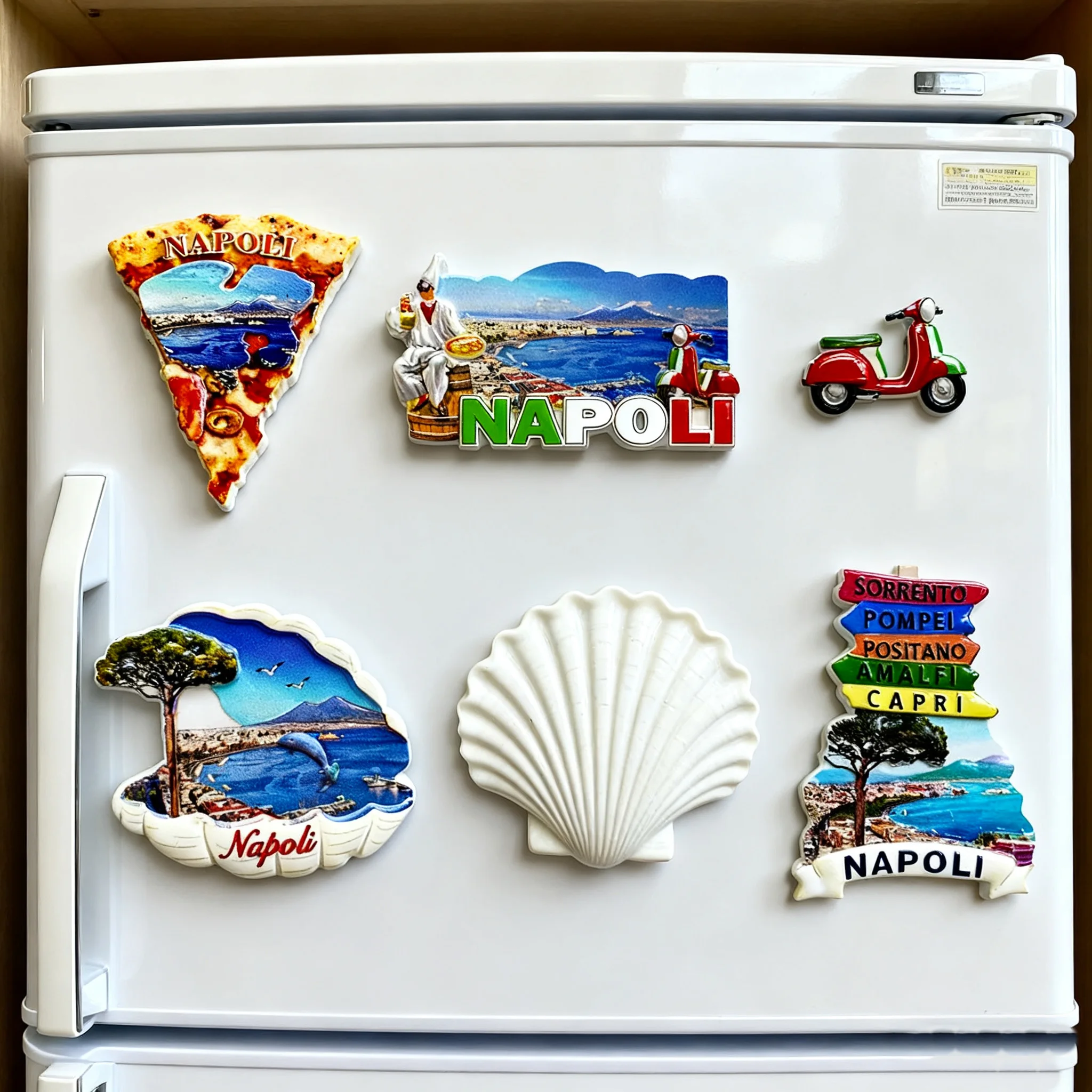 Ímã de geladeira italiano Napoli - decoração magnética de cenário - presente decorativo de cozinha para casa 3D pintado lembrança de viagem mundial