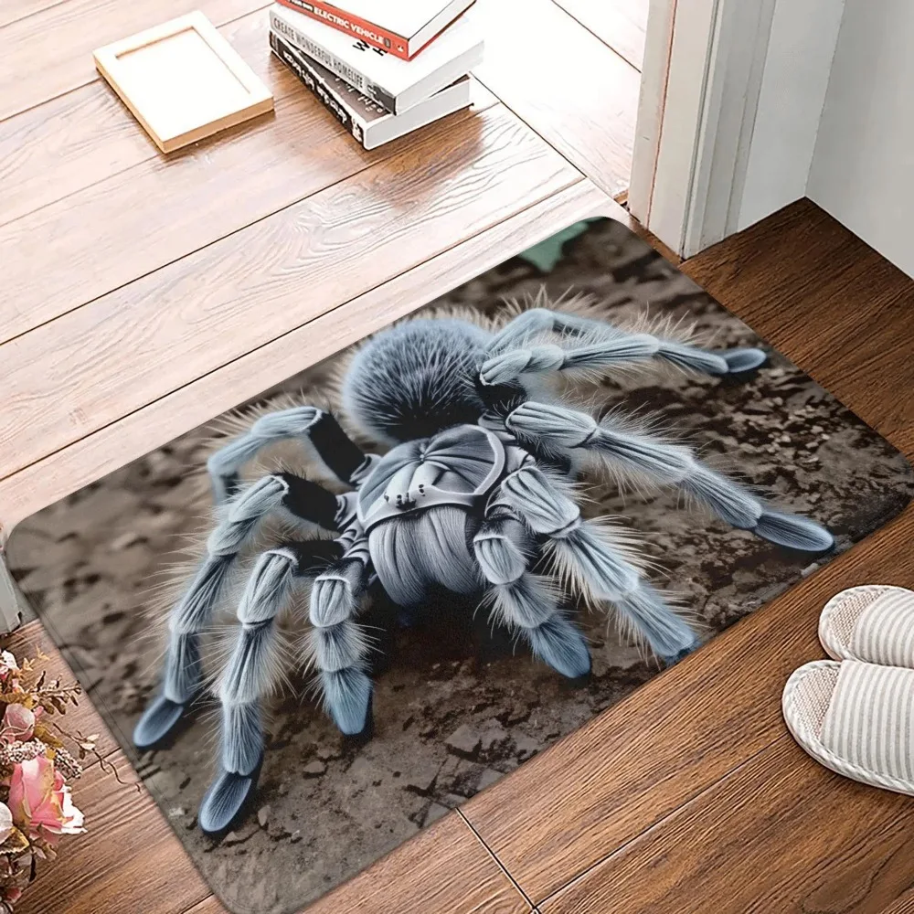Alfombra de puerta con estampado plano de araña en 3D, suave, cómoda y fácil de limpiar, para el hogar, sala de estar, dormitorio, felpudo para el hogar, alfombra de bienvenida