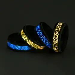Vàng Xanh Dương Xanh Phát Sáng Dạ Quang Rồng Nam Nữ Dây Thép Không Gỉ Huỳnh Quang Nhẫn Cưới Aneis Trang Sức
