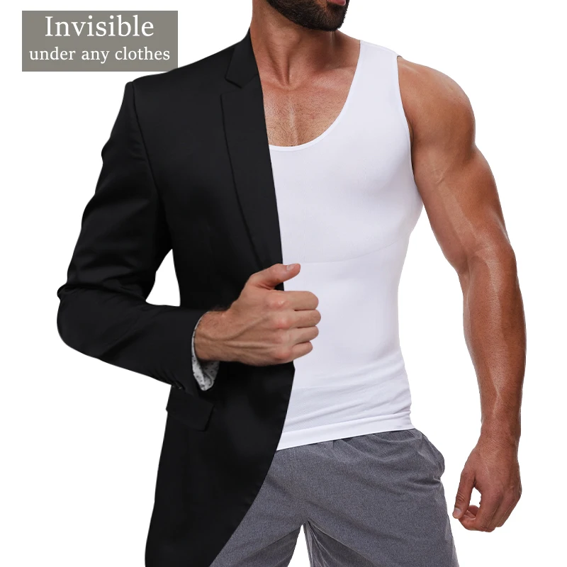 Camisas de compresión para hombres, ropa moldeadora de Control de barriga, chaleco plano para Abdomen, entrenador de cintura, entrenamiento físico