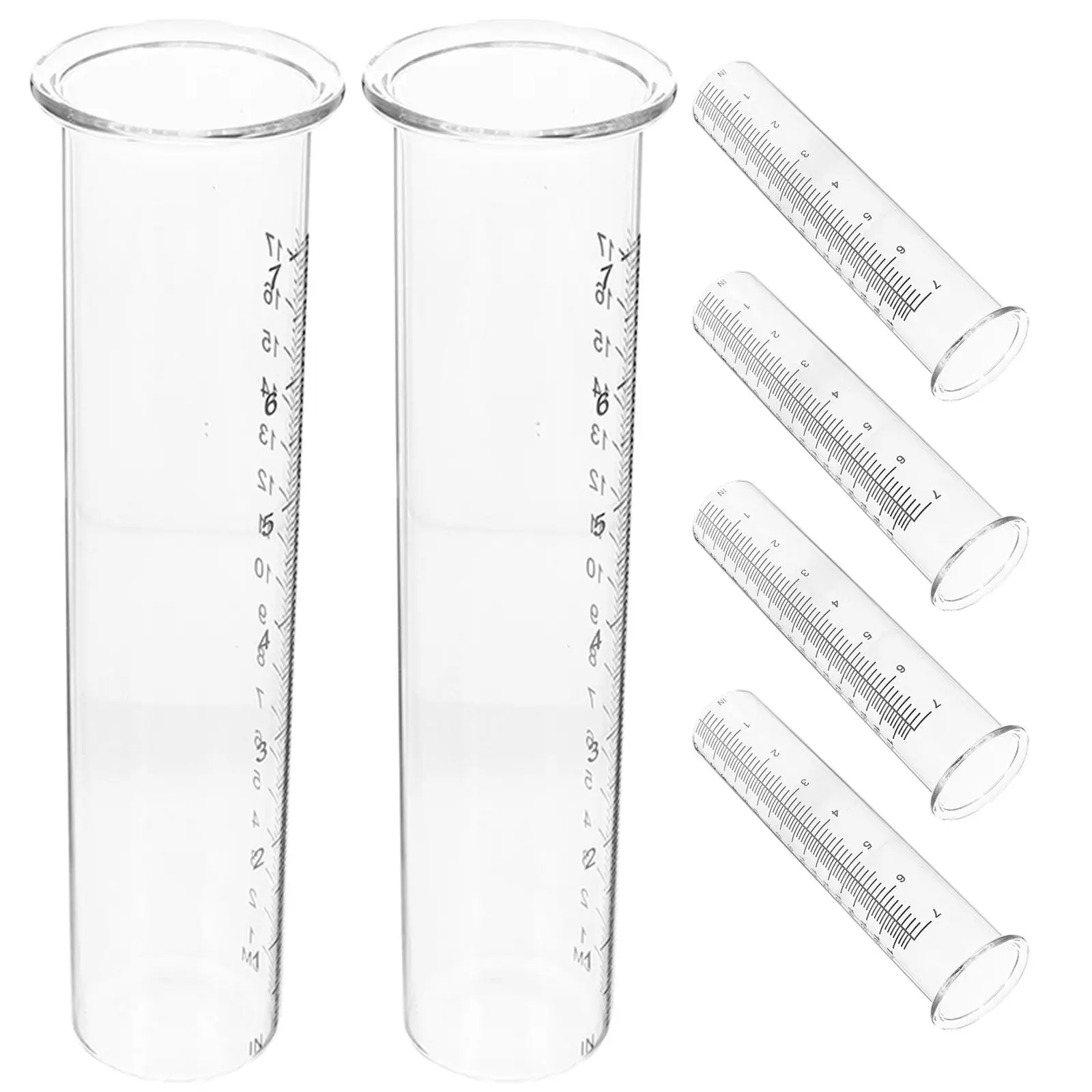 6Pcs Rain Gauge Replacement Clear Plastic Tube Outdoor Rainfall Measuring Cylinder Accurate Scale Garden Scientific Measurement