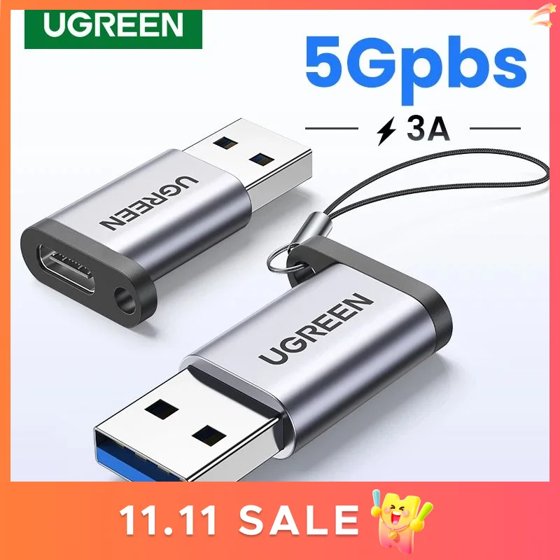 UGREEN-Adaptador USB 3,0 2,0 macho a USB 3,1 hembra tipo C para ordenador portátil, Samsung, Xiaomi 10, auriculares