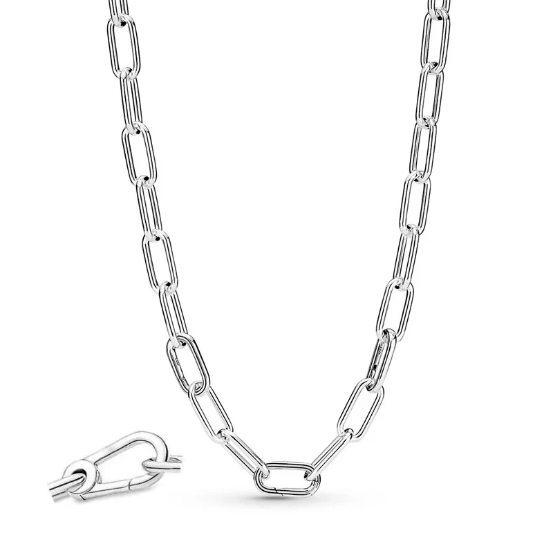 New Classic Versatile 100% 925 Silver Women's ME Series Buckle Neckwear DIY Charming Jewelry Gifts Fashion Light Luxury