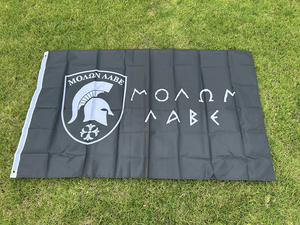 Фото Флаг Molon Labe 90x150 см, флаги Гонсалеса Спартан, украшение для гаража, предметы декора для дома, флаг для использования в помещении и на улице