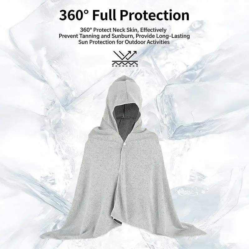 [1pcs] Ice Cool Beach Poncho Cover Up Quick Dry Sunscreen Clothing Oversized Hooded Towel Wrap 4-in-1 Swimming Beach Pool Travel