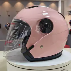 JIEKAI Casco Scooter Moto eléctrica Motor Van Hombres Mujeres Vintage Cascos de doble visera Adecuado para las cuatro estaciones M-XL #