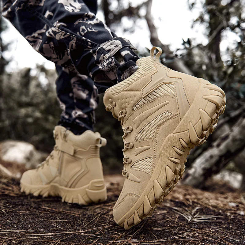 

Men Combat Training Boots Fashion Boots Outdoors Camping Hiking Shoes for Men Fishing Hunting Anti-wear Sneakers Tenis Masculino