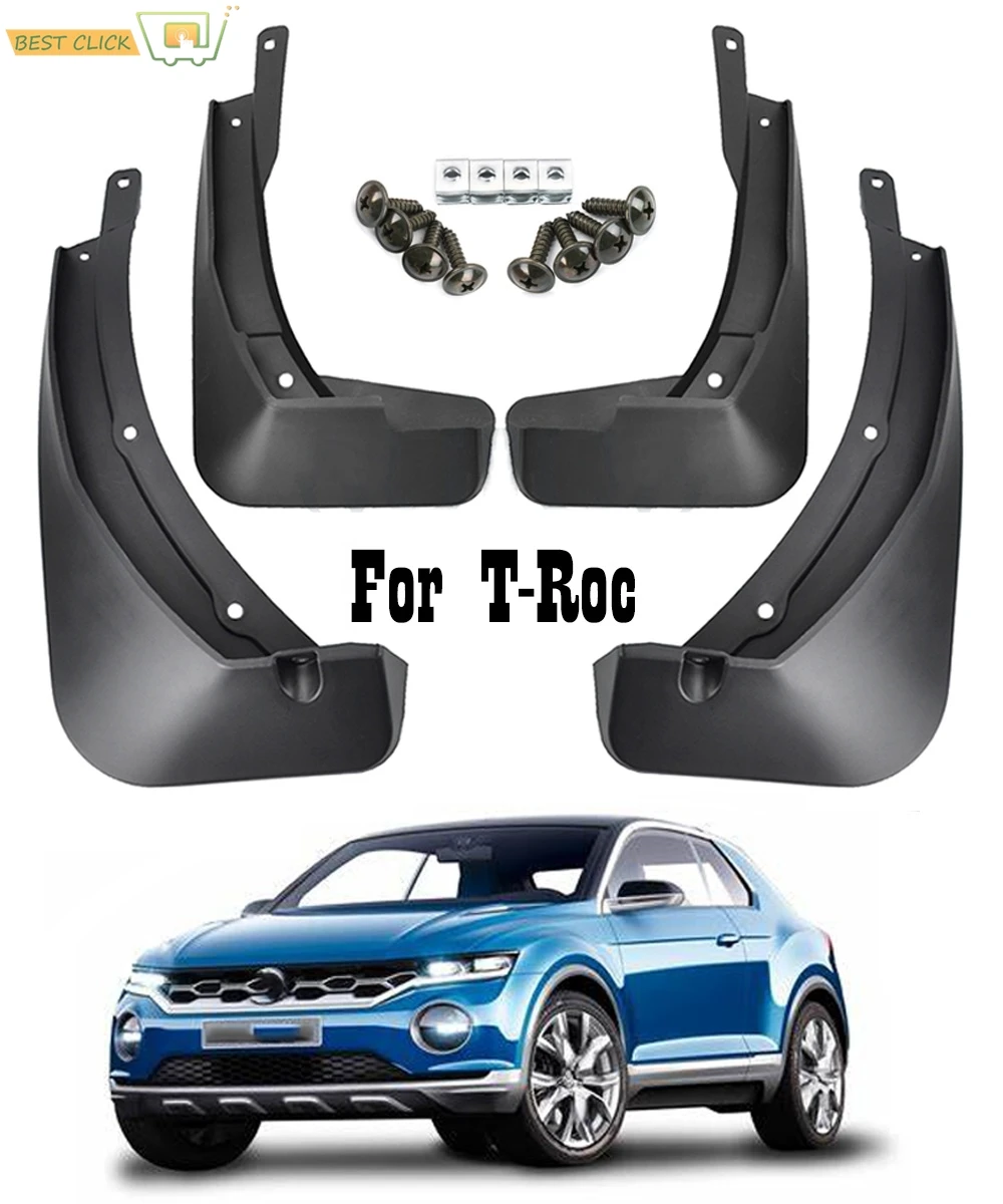 Set Mud Flaps For VW T-ROC T Roc TRoc 2017 2018 2019 Mudguards Mud Flap Splash Guards Mudflaps Front Rear Molded Car Accessories