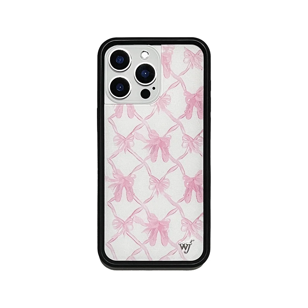 luxury Wildflower 3D Pink Ribbon Bow Phone Case For iPhone 16 15 14 13 12 Pro Max 14pro 15pro cloth WF Cute Girls Protect Cover