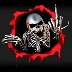 15*14cm 3D Skeleton Skull In The Bullet Hole Car Stickers Funny Colorful Car Stickers Scary Skull Sticker Auto Automobile Decals