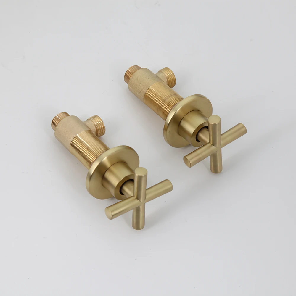 KEMAIDI Brush Gold Bathtub Shower Faucet Set Bathroom Rainfall Shower Systerm Wall Mounted Dual Handle Mixer Faucets Tap
