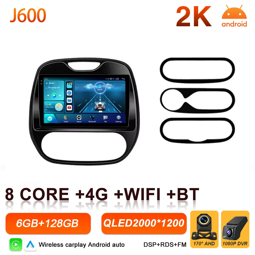 Android 16 Carplay autoradio voor Renault Kaptur Captur Clio Samsung QM3 2013 2014 2015 2016 GPS stereo multimediaspeler BT Wifi