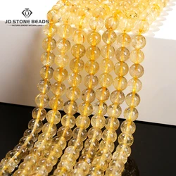 Natural Ice Gold Rutilated Quartz Fine Gemstone Loose Spacer 6 8 10mm For Jewelry Making Diy Necklace Bracelet Accessory