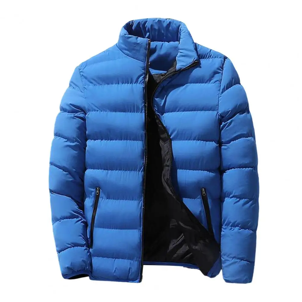 Inverno novo grosso dos homens quentes parka jaquetas casuais outwear casacos sólido gola masculino windbreak algodão acolchoado para baixo jaqueta