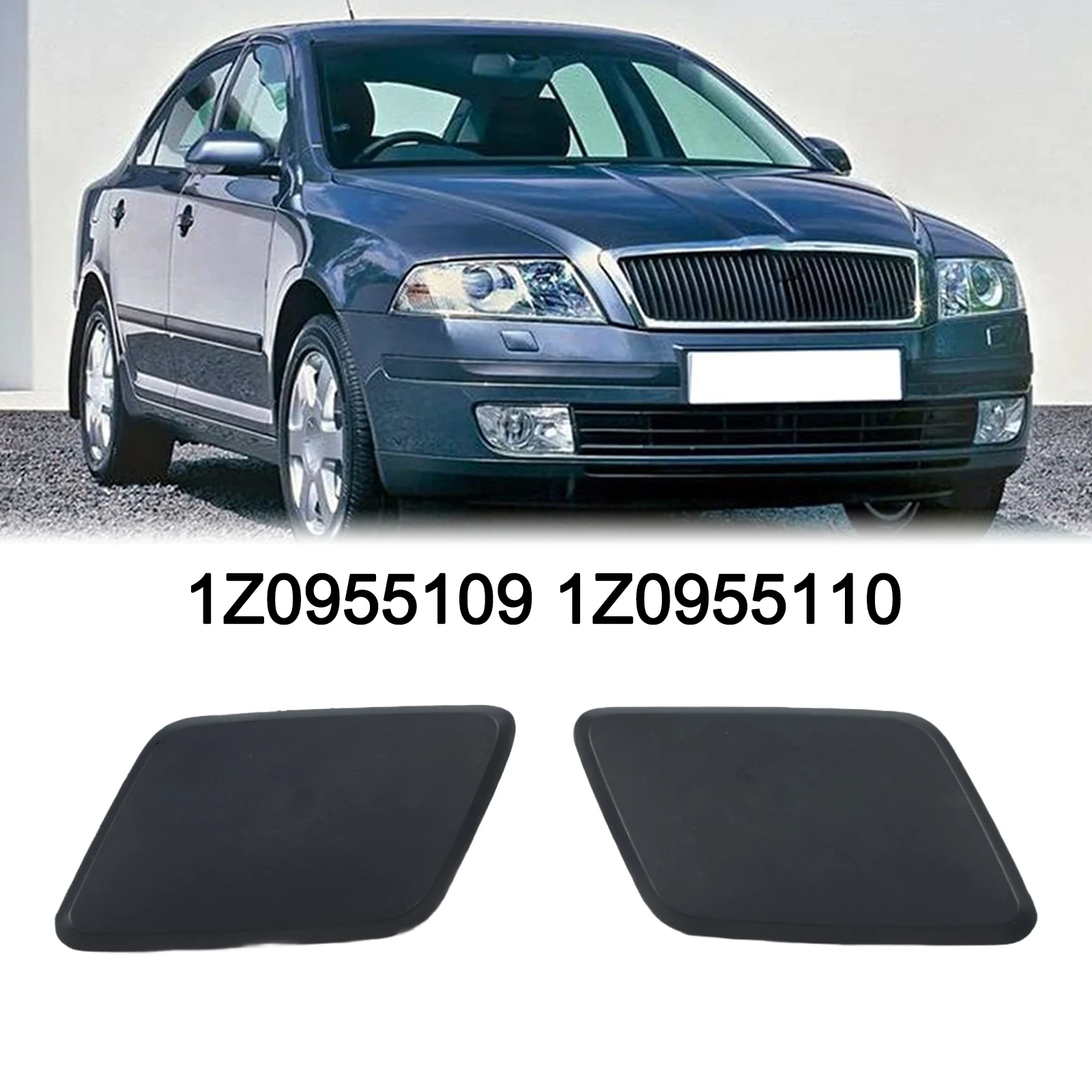 1Pair Front Headlight Washer Cap Cover For Skoda Octavia Mk2 2010