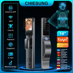 Tuya APP Smart Life APP Control Voice Intercom Smart Lock 3D Face Recognition Fingerprint Password Smart Door Lock With Camera