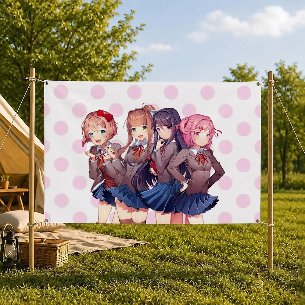 Das Spiel Doki Doki Literature Club! Flaggen, Zimmer, Schlafzimmer, Zuhause, Außenbereich, Wanddekoration, Konzert, bedruckter Hintergrund, Dekoration, Kunst, Banner – Detail 4