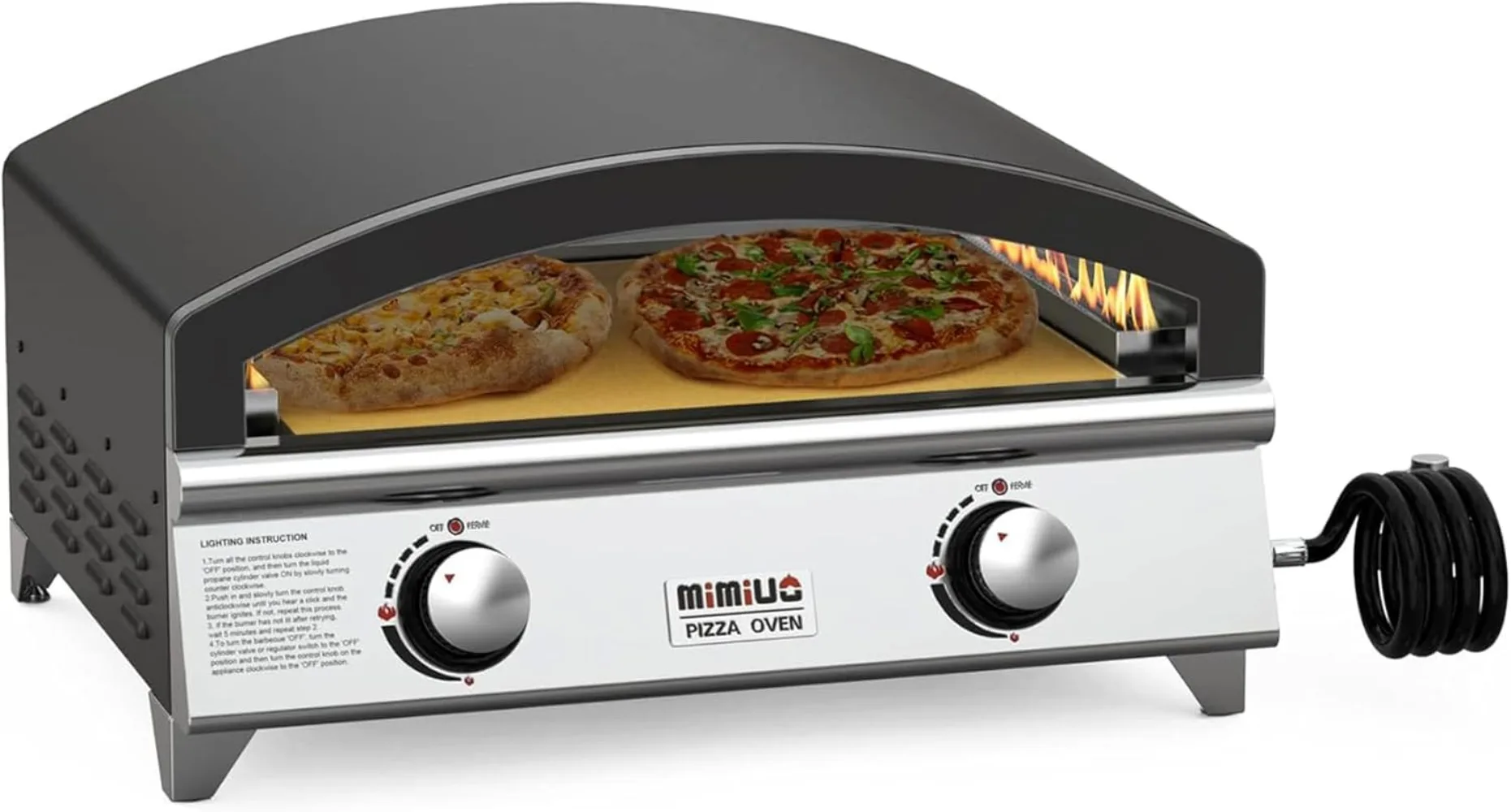 25 Inch Outdoor Gas Pizza Oven, Portable Propane with Large Baking Stone  Make 2 Pizzas At Once - Multifunctional