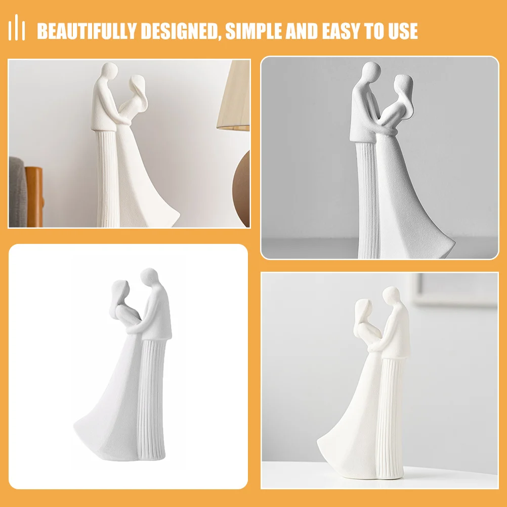 

Ceramic Couple Sculpture Abstract Lover Statue Small Tabletop Ceramic Crafts Lover Ornament Bedroom Decoration Valentine Gift