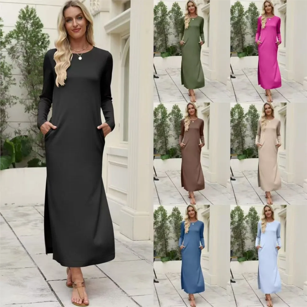 

Women's Casual Dresses Dresses For Ladies Vestidos Simple Style Temperament Commuting Daily All-match Solid Color Long Sleeves