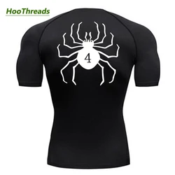 Camisa de compressão estampa aranha masculina, treino de ginástica, camisetas fitness, manga curta, camiseta atlética seca rápida, tops esportivos