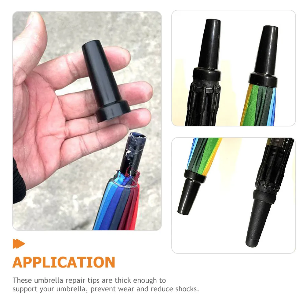 2Pcs Umbrella Repair Tips Strong Grip Wear Resistant Caps for Long Pole Umbrellas Pressure Spreading Tip Protection Kit