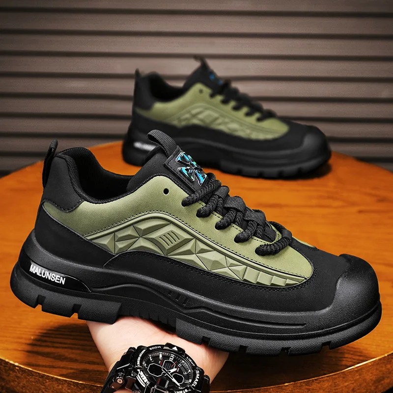 

Men's Spring New Thick Soled Wear Resistant Outdoor Hiking Anti Slip Fashion Men's Retro Workwear Street Trendy Sneakers Shoes