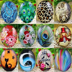 2pcs 30x40mm New Fashion Color 4 Style Handmade Photo Glass Cabochons Pattern Domed Jewelry Accessories Supplies