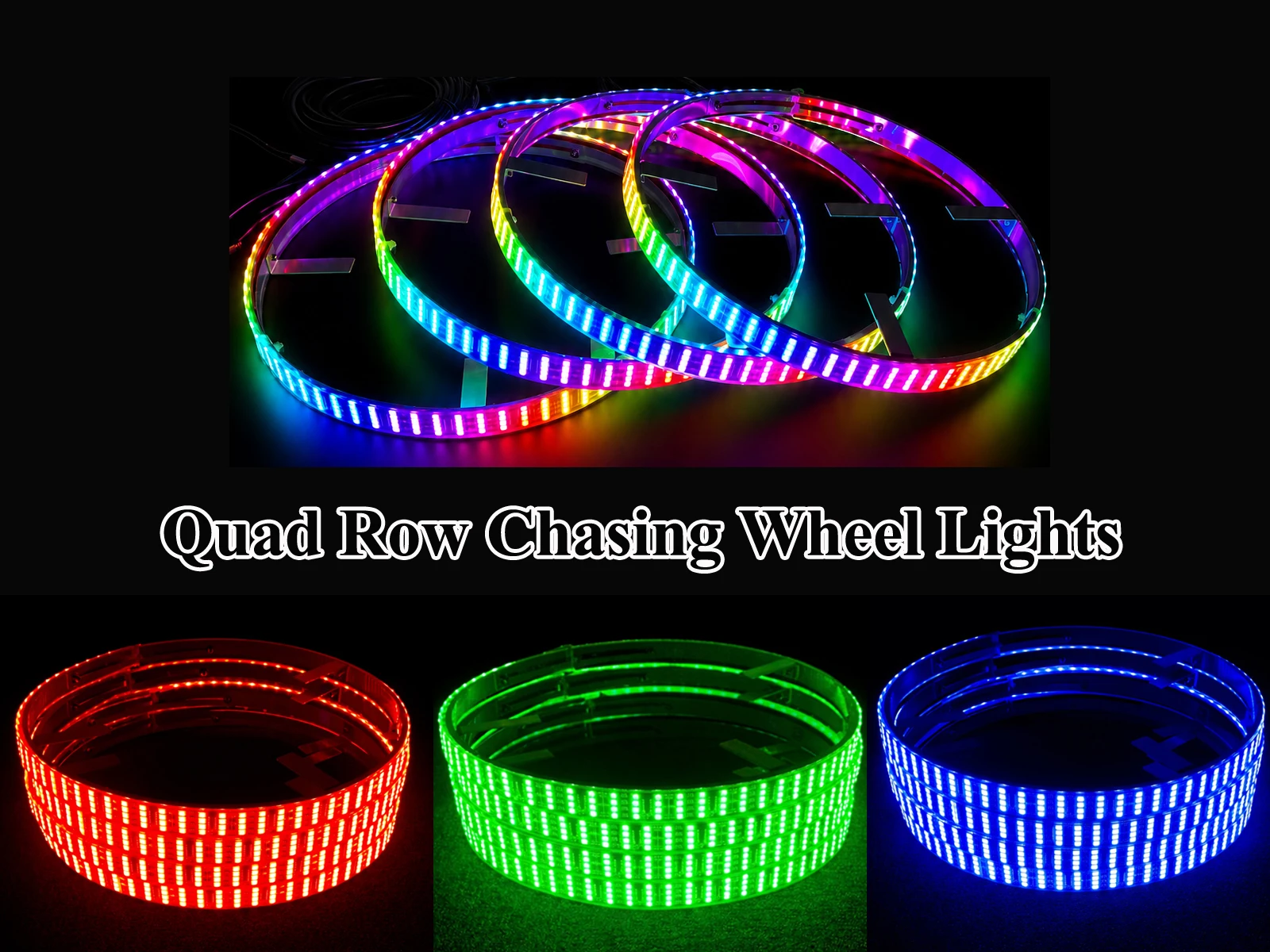 

17.5" RGB Flow LED Wheel Ring Lights for Truck Jeep SUV APP & Remote Control Color Chasing Rim Lights Kits