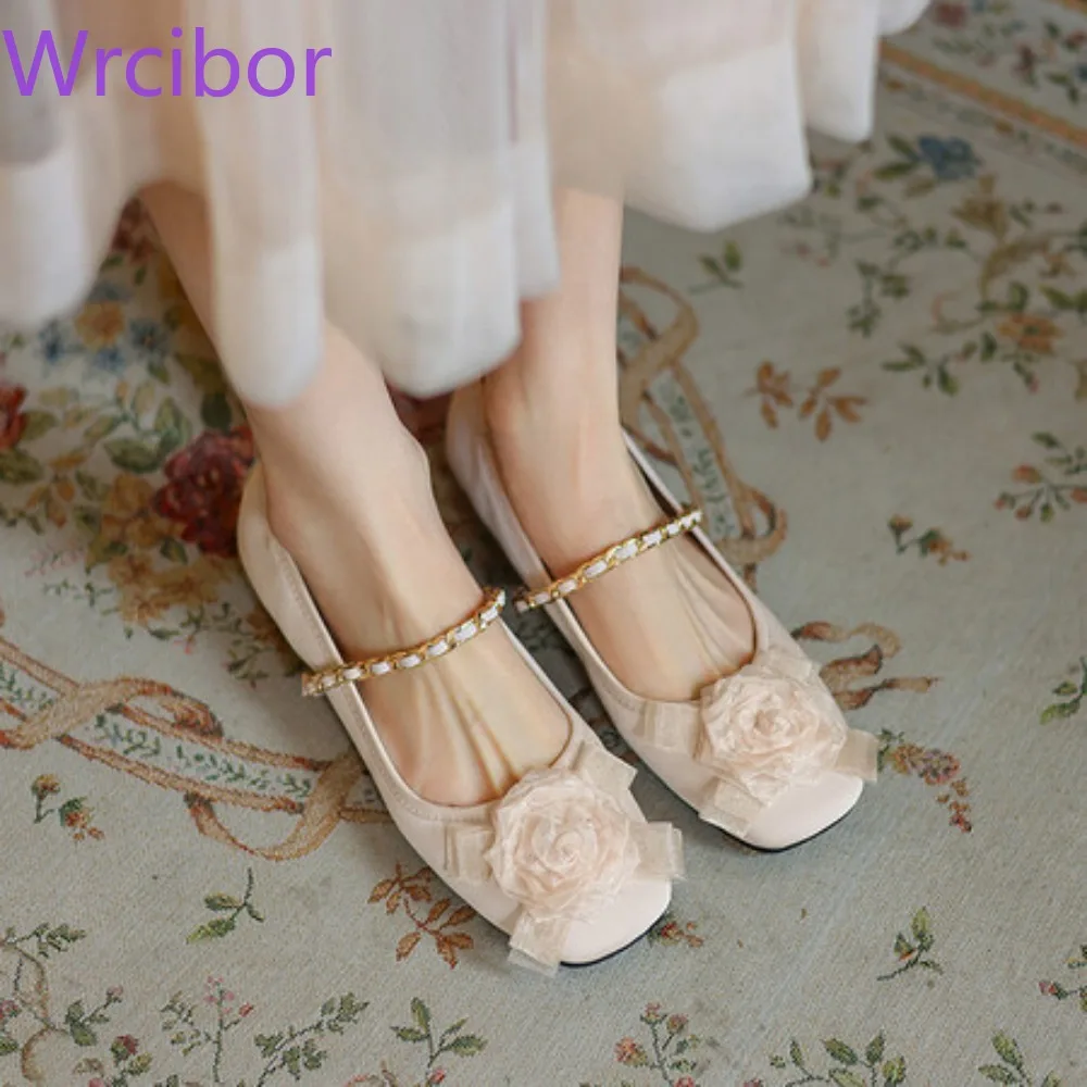 

Sheepskin,,ballet Shoes, Round-toed Shoes, Shallow Single Shoes, Flat Soles, Rose, Mary Jane Shoes Elegant and Simple Style