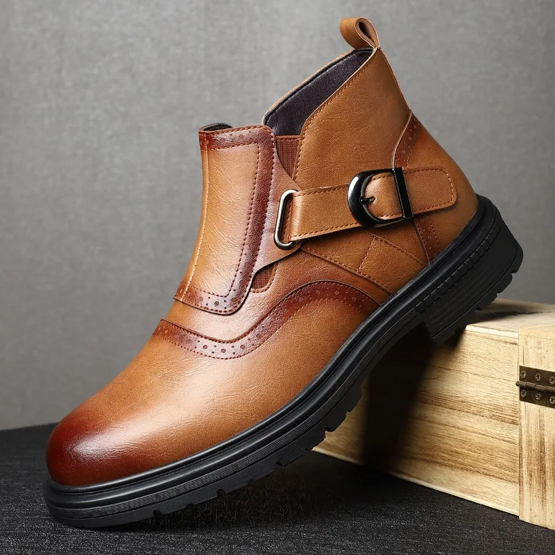 

Classics Men Ankle Boots Fashion Business Leather Boots British Style Casual High Top Boots for Men Office Formal Boot Botas2025