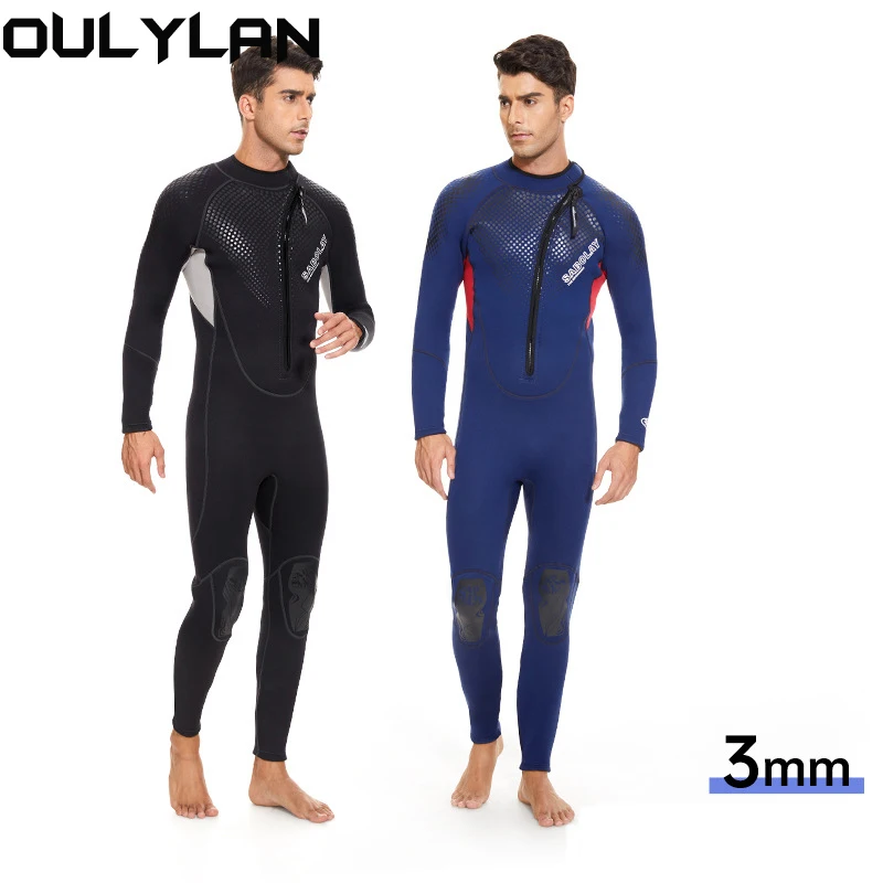 Oulylan 3mm Neoprene Wetsuit for Men Snorkeling Diving Suit Long Sleeve Surfing Swimsuit Keep Warm Freediving Wet Suit