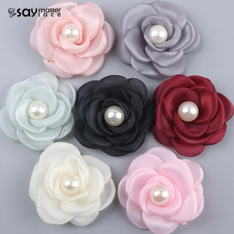 1PCS 3D Fabric Flowers 5cm Mesh Gauze Flowers For DIY Wedding Party Decorations Floral Wreath Scrapbook Craft