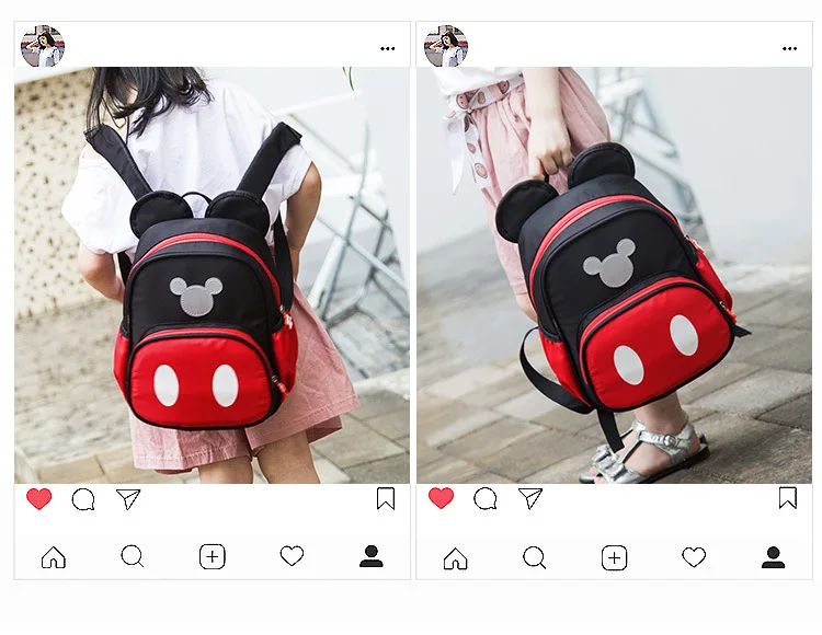 Disney Kids Cartoon Backpack Minnie Mickey Mouse school bag  Girls Princess Backpack Primary Schoolbag