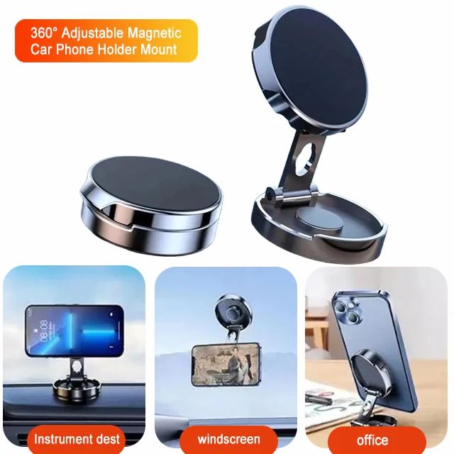 Super Strong Magnetic Phone Holder Foldable 360 Degree Adjustable Vacuum Car Mount For Car Desk Bathroom Phone Holder