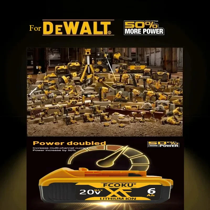 Fit Dewalt original 20V rechargeable tool battery DCB200 DCB205 DCB206 DCB202 18V 60V 6AH 9AH for dewalt 20V dewalt tool battery