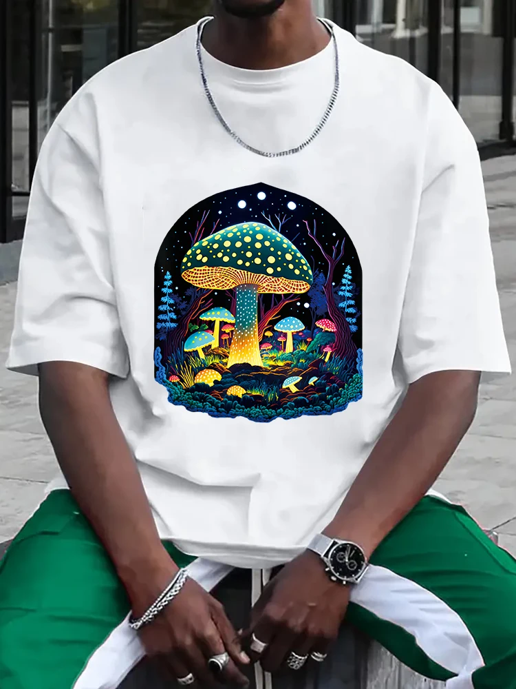 Mushroom Whisperer Colorful Fungi Design T-Shirt Men's T-shirt Short Sleeve Tees Loose T-shirt Man Tops New