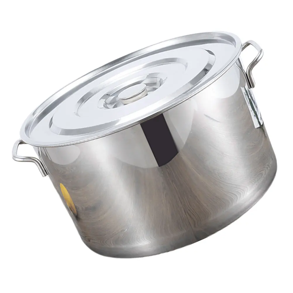 

Thickened Stainless Steel Pot Lid Large Capacity Anti Scald Handles Spill Proof Multi Functional Kitchen Storage Rice Porridge