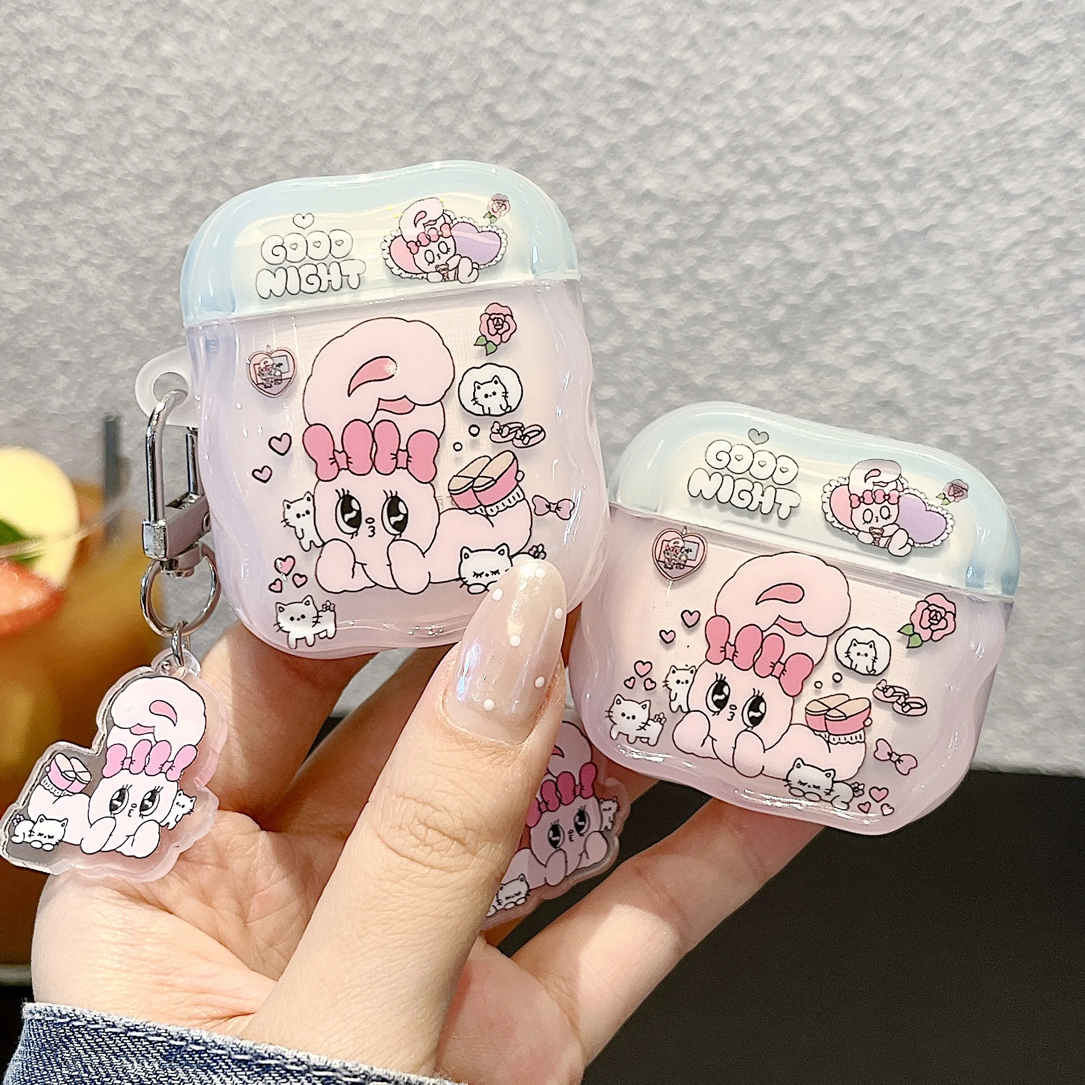 Earphone Cases For AirPods Pro3/Pro2 Soft Cover, Cute Esther Bunnyar Cartoon Anti-Drop Case For AirPods1/2/3/4 generation