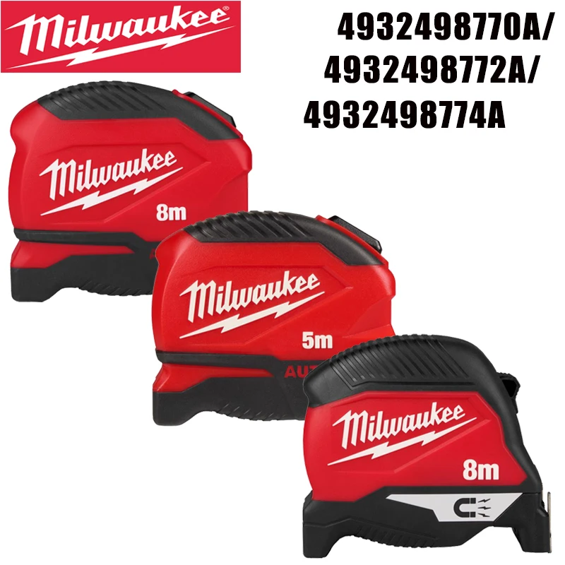 Rubans à mesurer Milwaukee série 5m/8m, magnétiques/autobloquants, revêtement anti-déchirure, rubans à mesurer robustes
